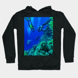 Coral reef and scuba divers Hoodie